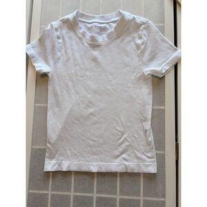 Free For All Elevate Crop T Shirt XS White Soft Seamless Stretch Baby Tee Ribbed
